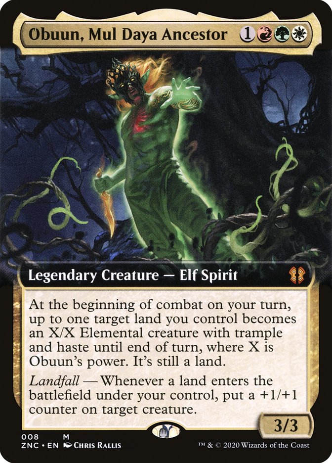 Obuun, Mul Daya Ancestor (Extended Art) [Zendikar Rising Commander] | Kessel Run Games Inc. 