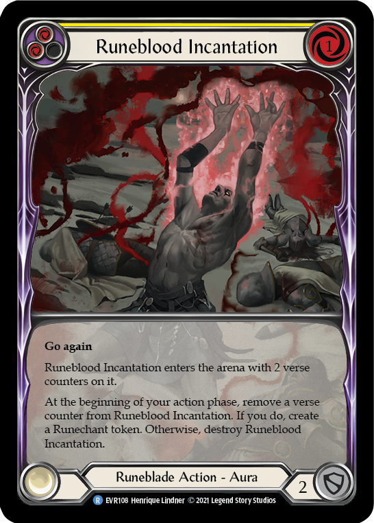 Runeblood Incantation (Yellow) [EVR108] (Everfest)  1st Edition Extended Art Rainbow Foil | Kessel Run Games Inc. 