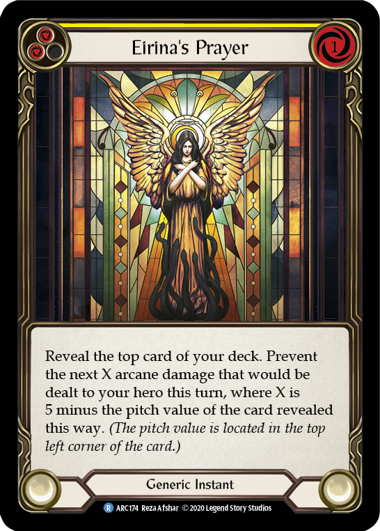 Eirina's Prayer (Yellow) [U-ARC174] (Arcane Rising Unlimited)  Unlimited Rainbow Foil | Kessel Run Games Inc. 