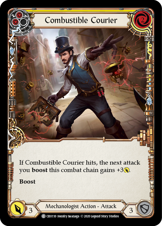 Combustible Courier (Yellow) [CRU110] (Crucible of War)  1st Edition Rainbow Foil | Kessel Run Games Inc. 