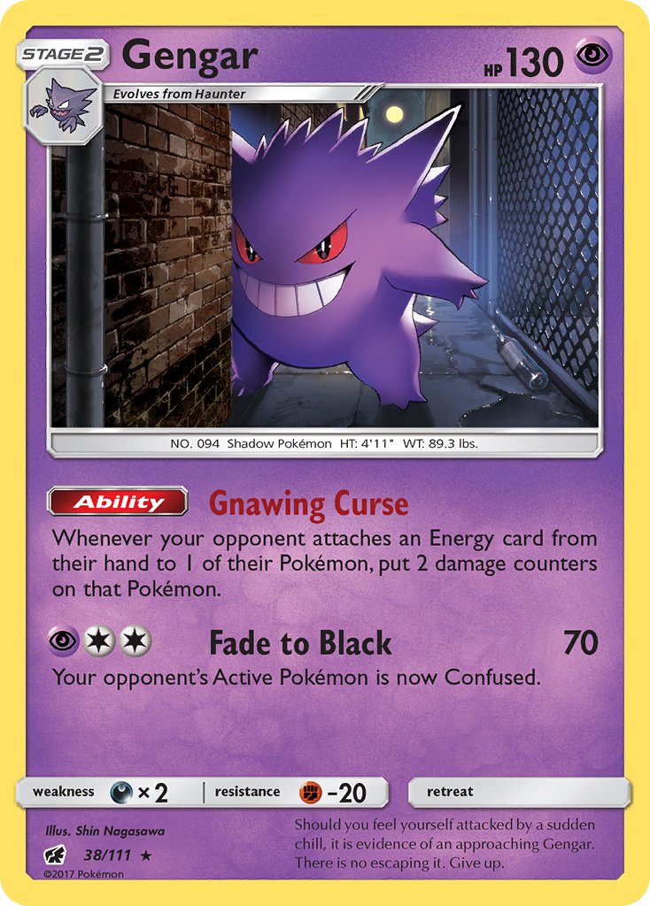 Gengar (38/111) (Prerelease Kit Exclusive) (Theme Deck Exclusive) [Sun & Moon: Crimson Invasion] | Kessel Run Games Inc. 