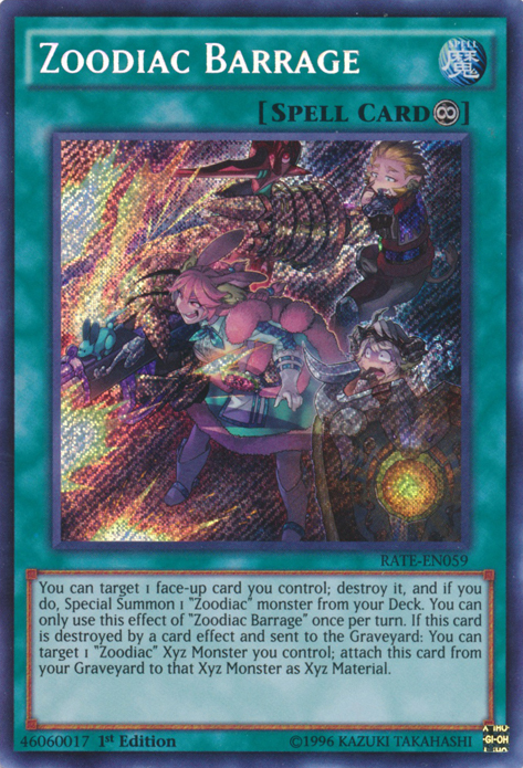 Zoodiac Barrage [RATE-EN059] Secret Rare | Kessel Run Games Inc. 