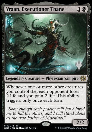 Vraan, Executioner Thane (Promo Pack) [Phyrexia: All Will Be One Promos] | Kessel Run Games Inc. 