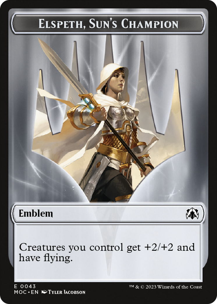 Warrior // Elspeth, Sun's Champion Emblem Double-Sided Token [March of the Machine Commander Tokens] | Kessel Run Games Inc. 