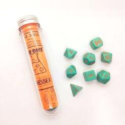 Chessex Lab Dice Heavy 7pc Polyhedral Dice Set Turquoise/Orange | Kessel Run Games Inc. 