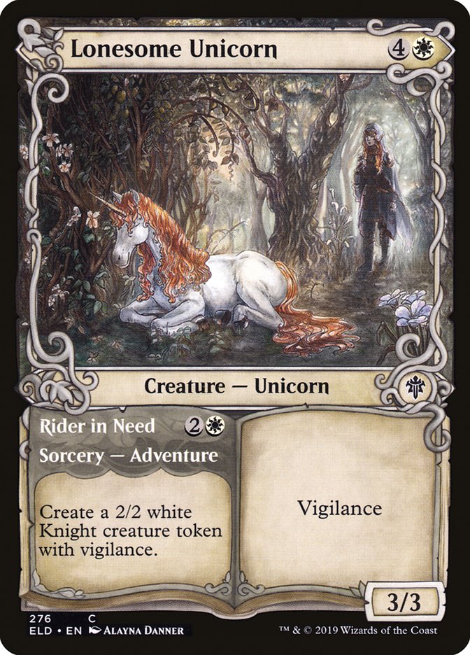 Lonesome Unicorn // Rider in Need (Showcase) [Throne of Eldraine] | Kessel Run Games Inc. 