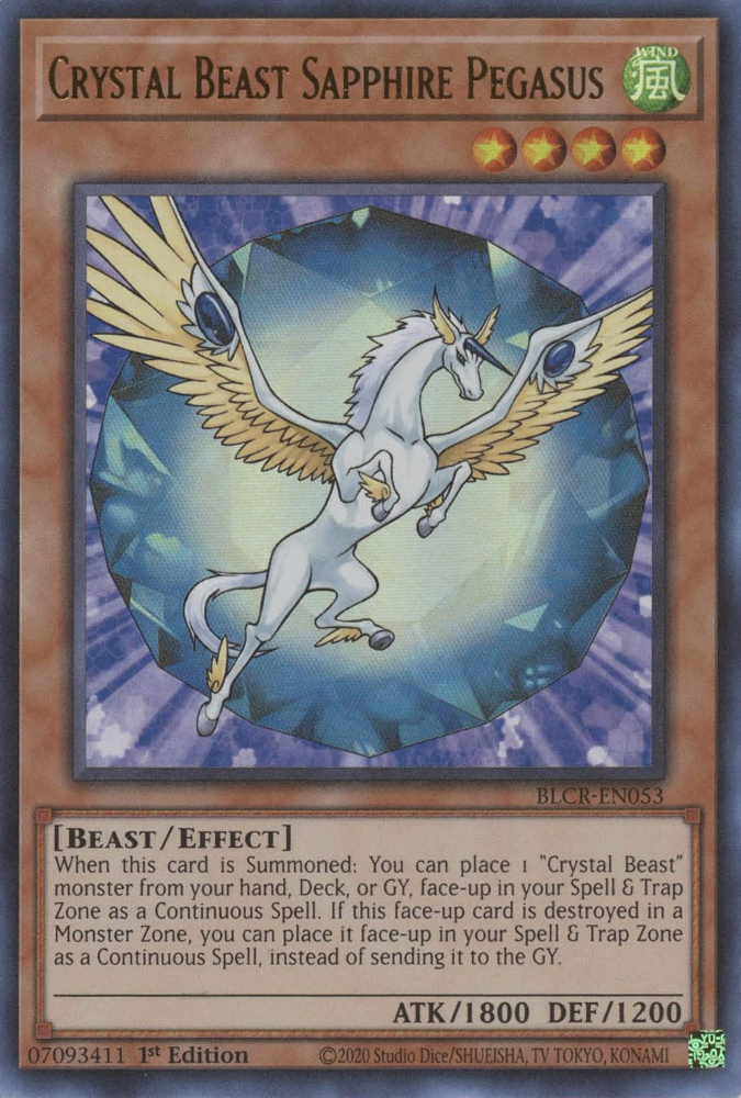 Crystal Beast Sapphire Pegasus [BLCR-EN053] Ultra Rare | Kessel Run Games Inc. 