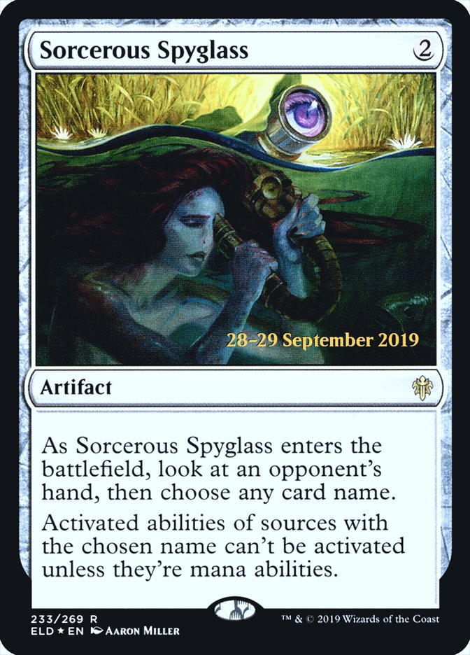 Sorcerous Spyglass [Throne of Eldraine Prerelease Promos] | Kessel Run Games Inc. 