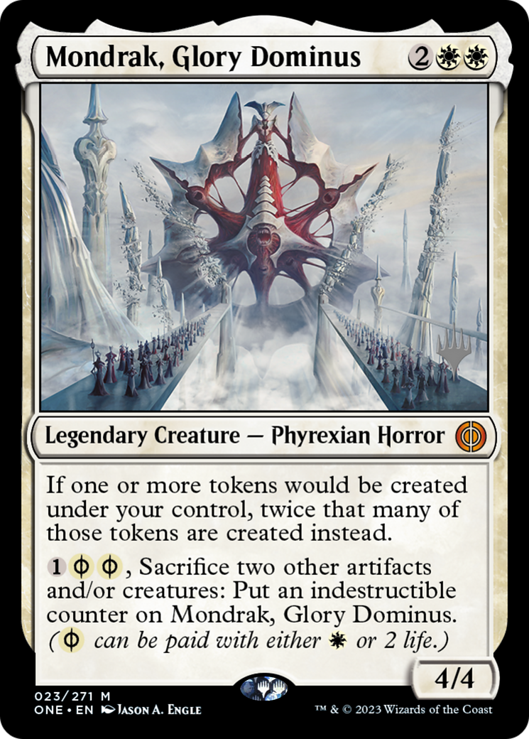 Mondrak, Glory Dominus (Promo Pack) [Phyrexia: All Will Be One Promos] | Kessel Run Games Inc. 