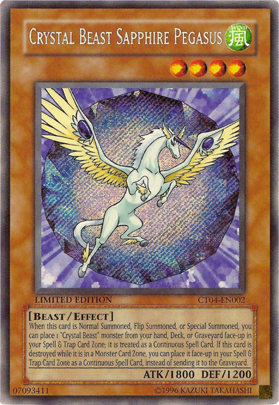 Crystal Beast Sapphire Pegasus [CT04-EN002] Secret Rare | Kessel Run Games Inc. 