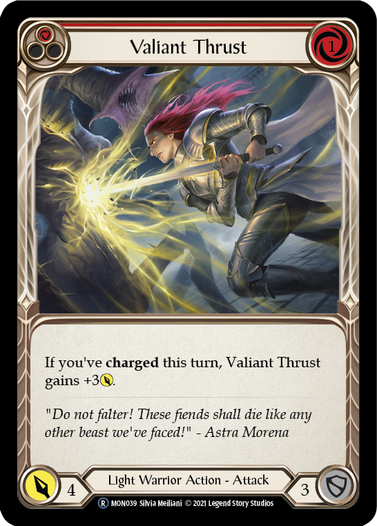 Valiant Thrust (Red) [U-MON039] (Monarch Unlimited)  Unlimited Normal | Kessel Run Games Inc. 