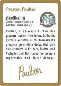 1996 Preston Poulter Biography Card [World Championship Decks] | Kessel Run Games Inc. 
