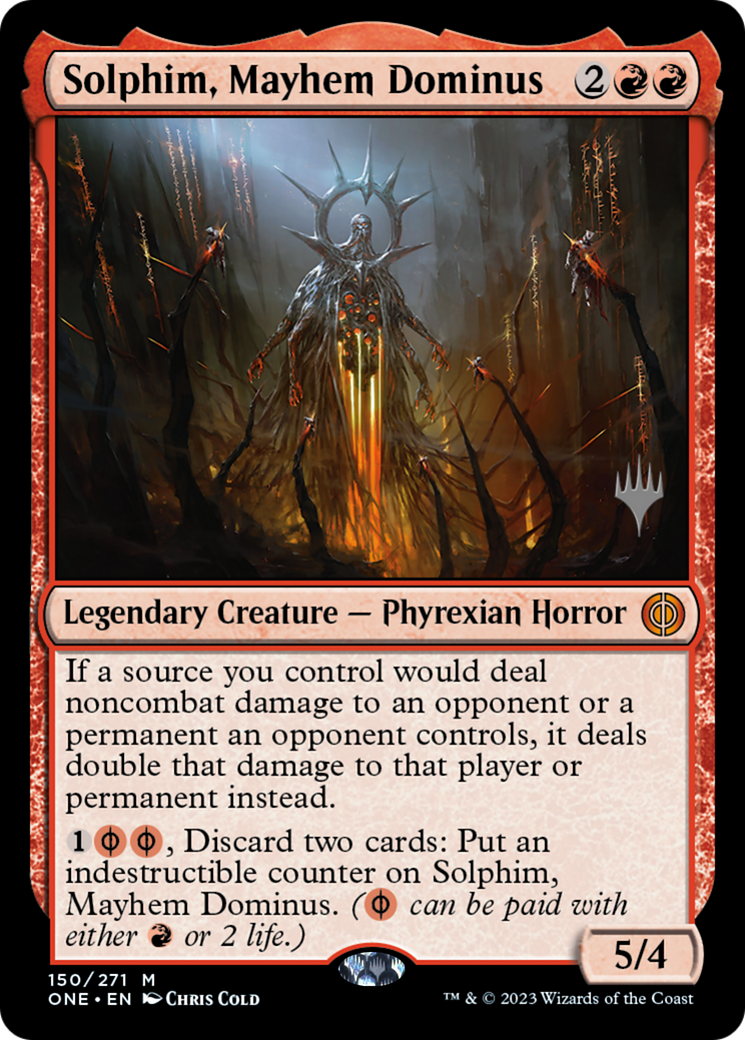 Solphim, Mayhem Dominus (Promo Pack) [Phyrexia: All Will Be One Promos] | Kessel Run Games Inc. 