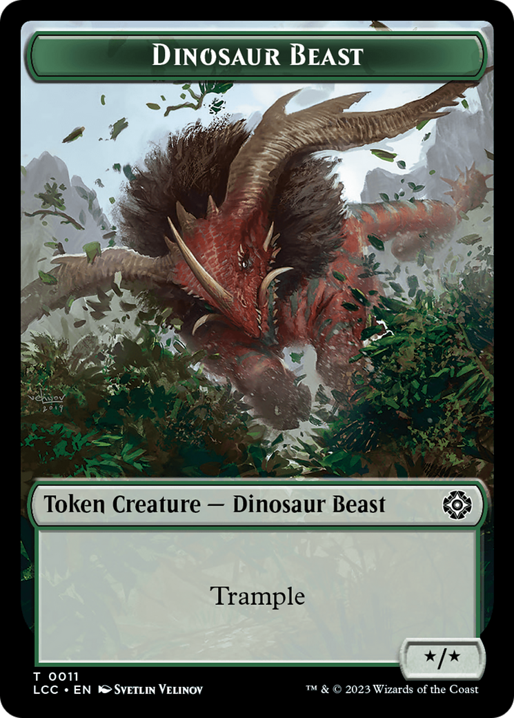 Dinosaur Beast // Dinosaur Double-Sided Token [The Lost Caverns of Ixalan Commander Tokens] | Kessel Run Games Inc. 