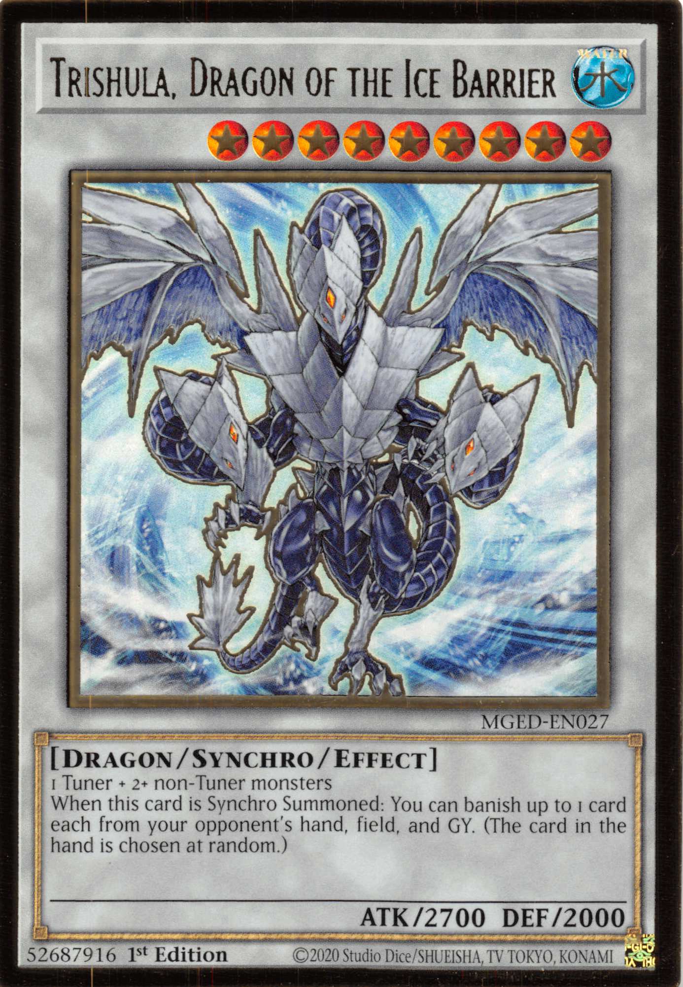 Trishula, Dragon of the Ice Barrier [MGED-EN027] Gold Rare | Kessel Run Games Inc. 