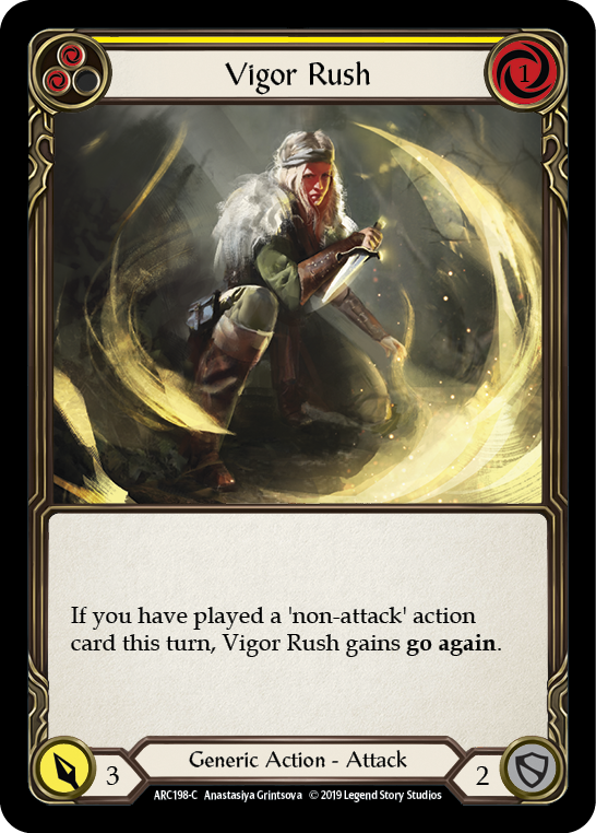 Vigor Rush (Yellow) [ARC198-C] (Arcane Rising)  1st Edition Rainbow Foil | Kessel Run Games Inc. 