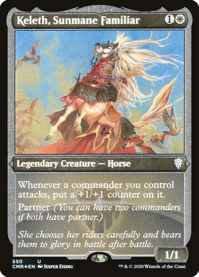 Keleth, Sunmane Familiar (Etched) [Commander Legends] | Kessel Run Games Inc. 