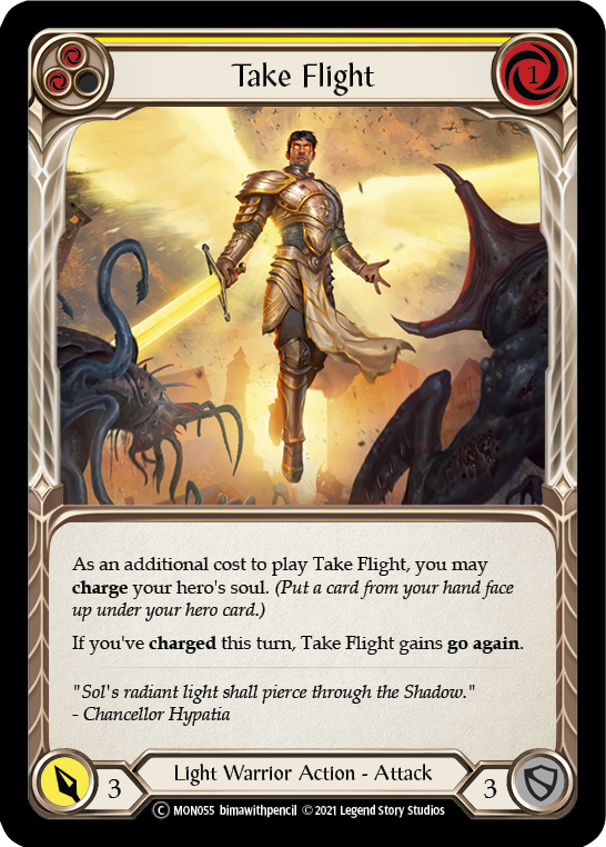 Take Flight (Yellow) [U-MON055-RF] (Monarch Unlimited)  Unlimited Rainbow Foil | Kessel Run Games Inc. 