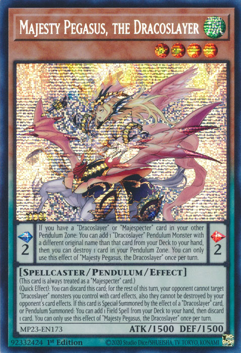 Majesty Pegasus, the Dracoslayer [MP23-EN173] Prismatic Secret Rare | Kessel Run Games Inc. 