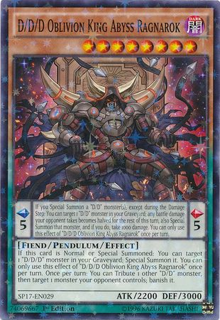 D/D/D Oblivion King Abyss Ragnarok [SP17-EN029] Starfoil Rare | Kessel Run Games Inc. 