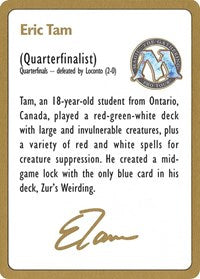 1996 Eric Tam Biography Card [World Championship Decks] | Kessel Run Games Inc. 