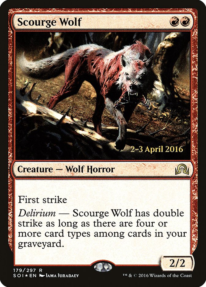 Scourge Wolf [Shadows over Innistrad Prerelease Promos] | Kessel Run Games Inc. 