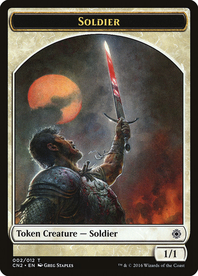 Soldier Token (002/012) [Conspiracy: Take the Crown Tokens] | Kessel Run Games Inc. 