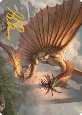 Ancient Gold Dragon Art Card (28) (Gold-Stamped Signature) [Commander Legends: Battle for Baldur's Gate Art Series] | Kessel Run Games Inc. 