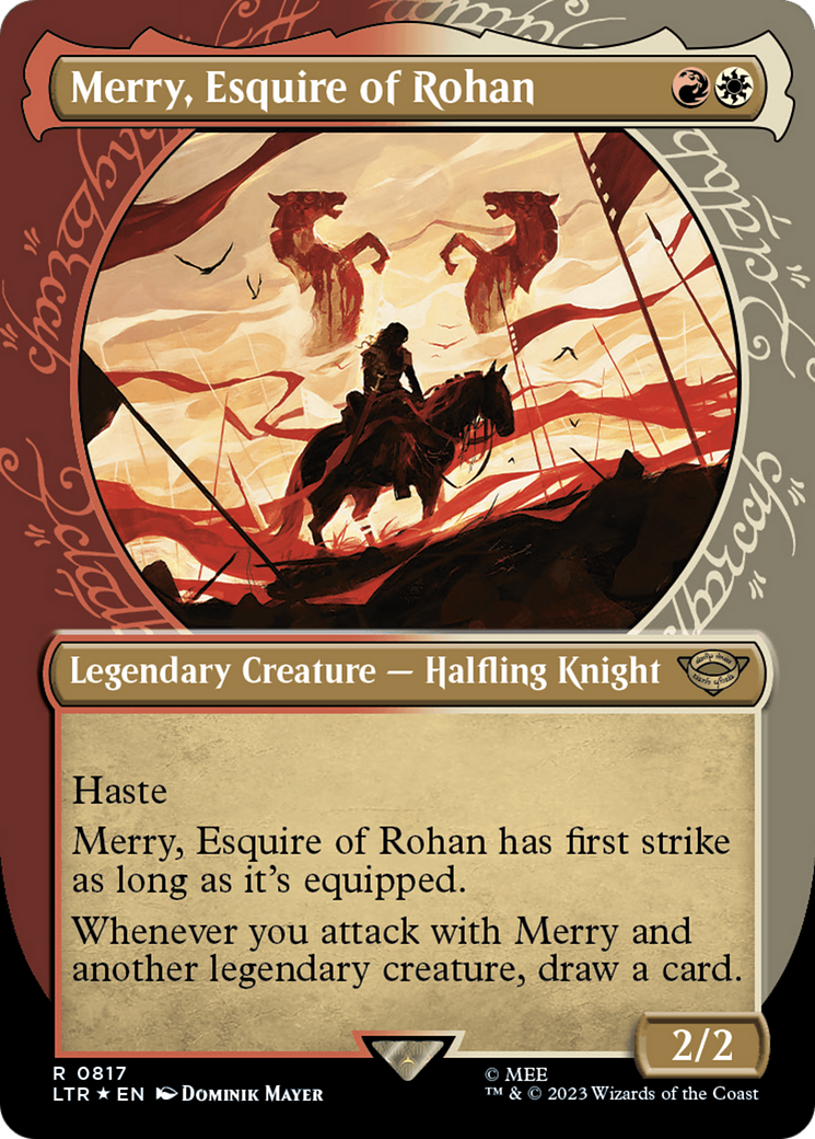 Merry, Esquire of Rohan (Showcase) (Surge Foil) [The Lord of the Rings: Tales of Middle-Earth] | Kessel Run Games Inc. 