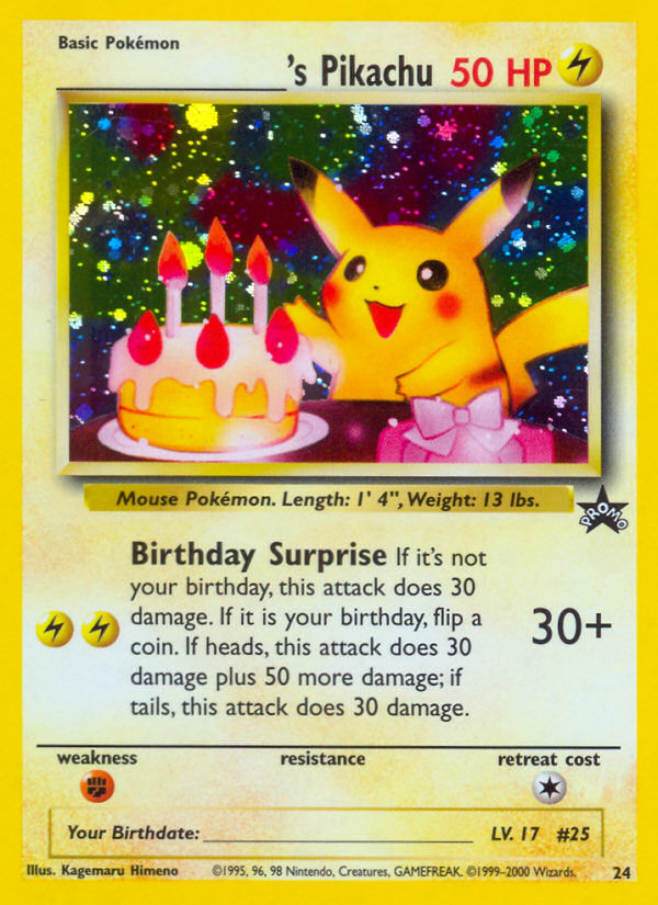 _____'s Pikachu (24) (Birthday Pikachu) [Wizards of the Coast: Black Star Promos] | Kessel Run Games Inc. 