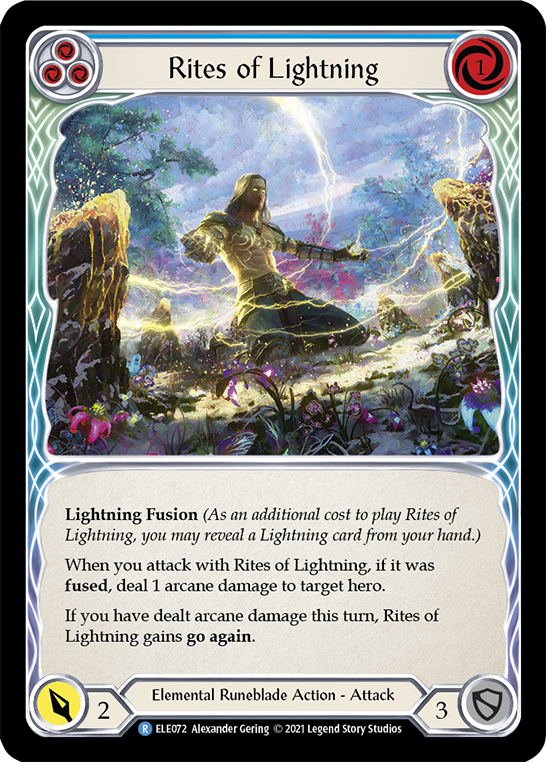 Rites of Lightning (Blue) [ELE072] (Tales of Aria)  1st Edition Rainbow Foil | Kessel Run Games Inc. 