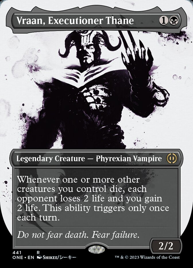 Vraan, Executioner Thane (Borderless Ichor Step-and-Compleat Foil) [Phyrexia: All Will Be One] | Kessel Run Games Inc. 