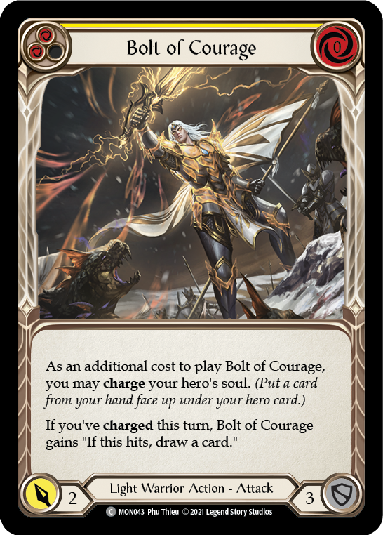 Bolt of Courage (Yellow) [MON043-RF] (Monarch)  1st Edition Rainbow Foil | Kessel Run Games Inc. 