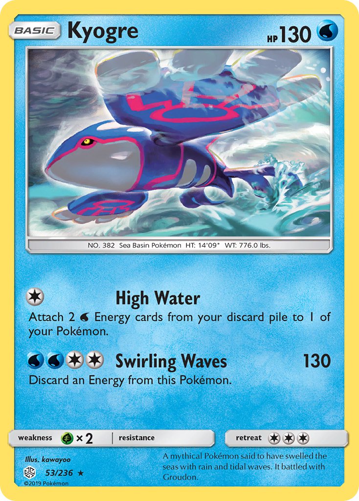 Kyogre (53/236) (Cracked Ice Holo) (Theme Deck Exclusive) [Sun & Moon: Cosmic Eclipse] | Kessel Run Games Inc. 