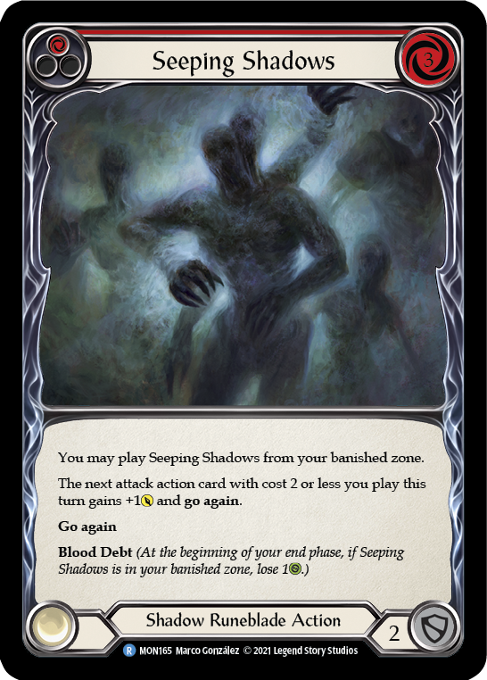 Seeping Shadows (Red) [MON165-RF] (Monarch)  1st Edition Rainbow Foil | Kessel Run Games Inc. 