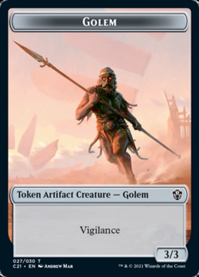 Golem (027) // Thopter Double-Sided Token [Commander 2021 Tokens] | Kessel Run Games Inc. 