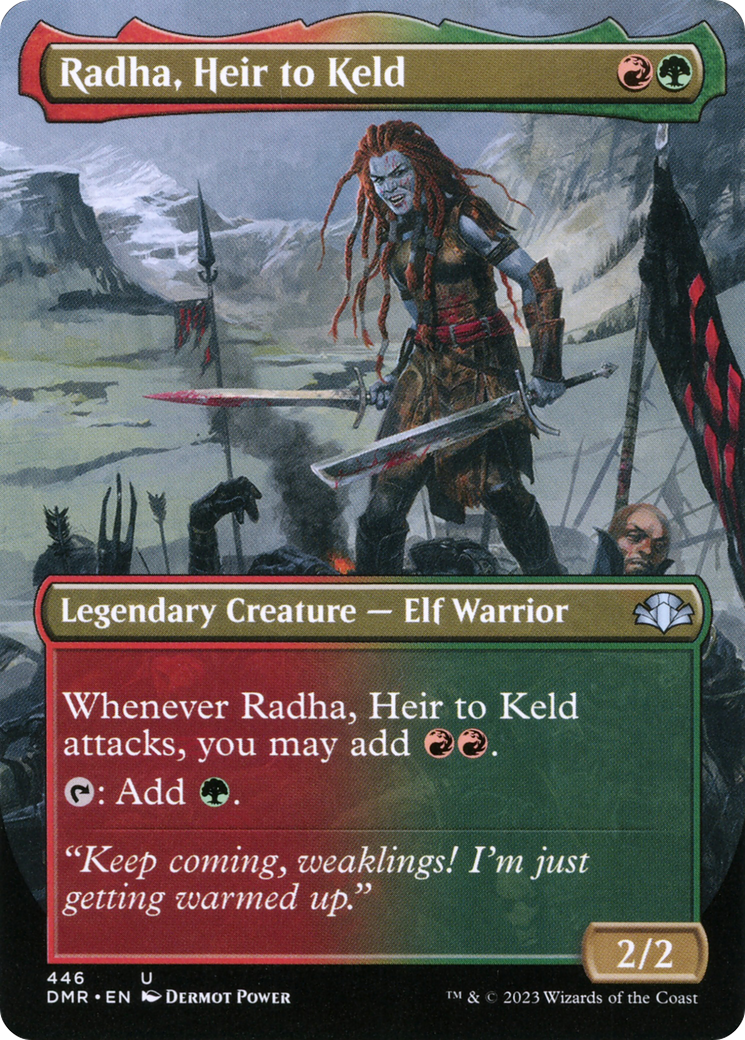 Radha, Heir to Keld (Borderless Alternate Art) [Dominaria Remastered] | Kessel Run Games Inc. 