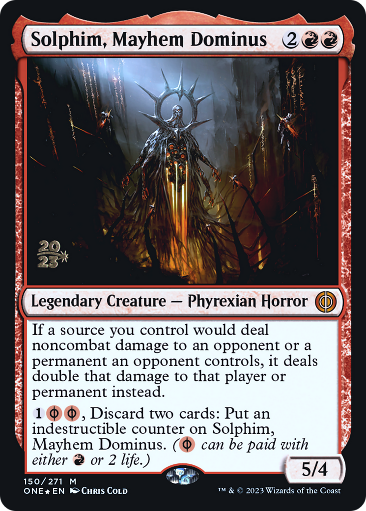 Solphim, Mayhem Dominus [Phyrexia: All Will Be One Prerelease Promos] | Kessel Run Games Inc. 