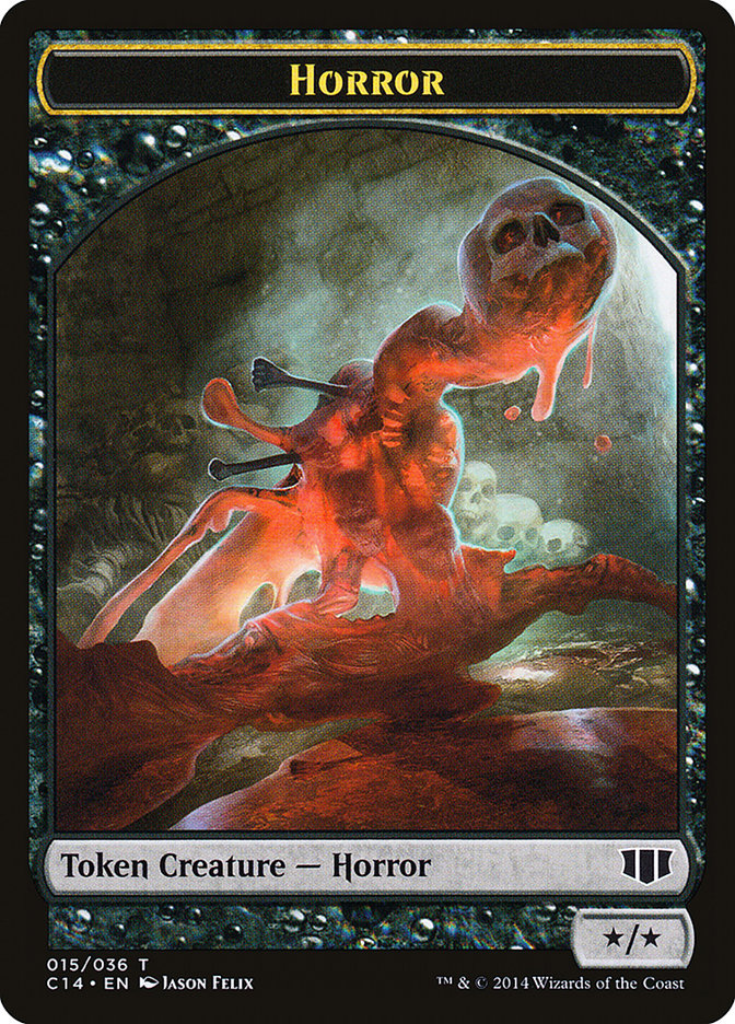 Horror // Zombie (016/036) Double-Sided Token [Commander 2014 Tokens] | Kessel Run Games Inc. 