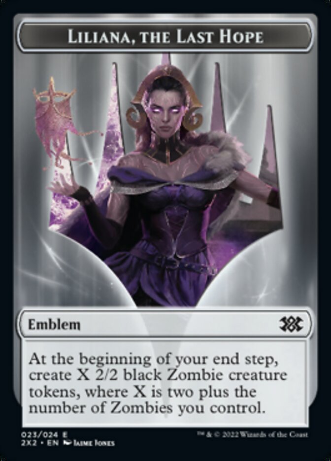 Liliana, the Last Hope Emblem // Spirit (002) Double-Sided Token [Double Masters 2022 Tokens] | Kessel Run Games Inc. 