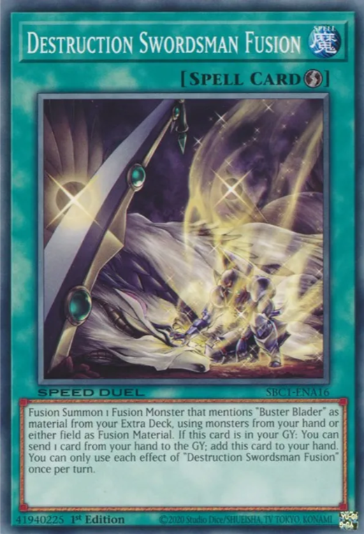 Destruction Swordsman Fusion [SBC1-ENA16] Common | Kessel Run Games Inc. 