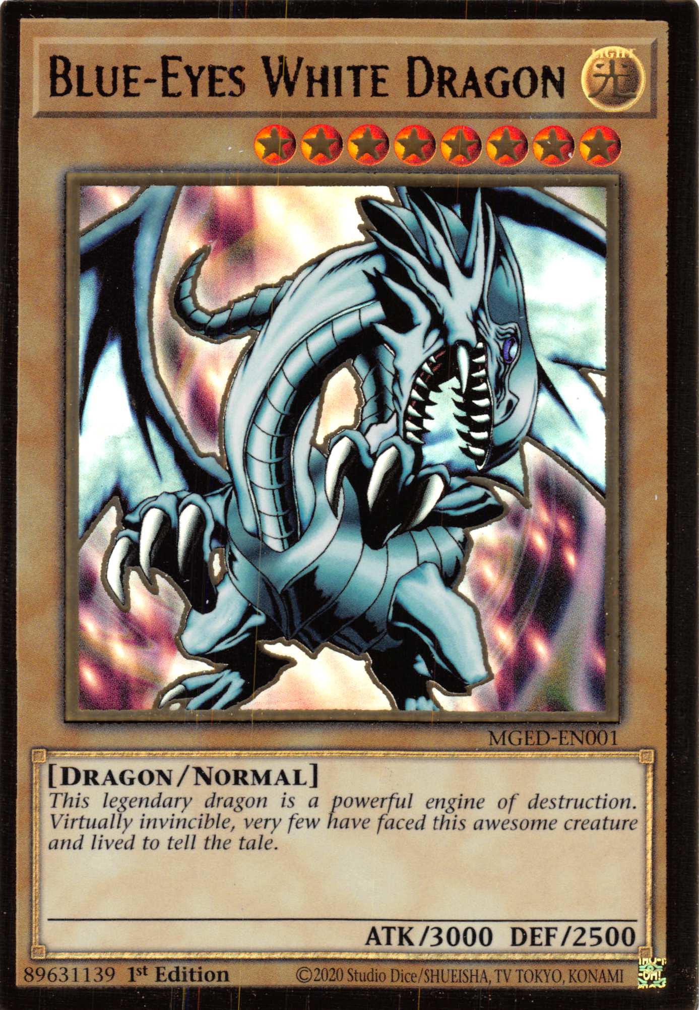 Blue-Eyes White Dragon (Alternate Art) [MGED-EN001] Gold Rare | Kessel Run Games Inc. 