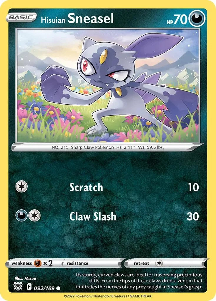 Hisuian Sneasel (092/189) (Theme Deck Exclusive) [Sword & Shield: Astral Radiance] | Kessel Run Games Inc. 