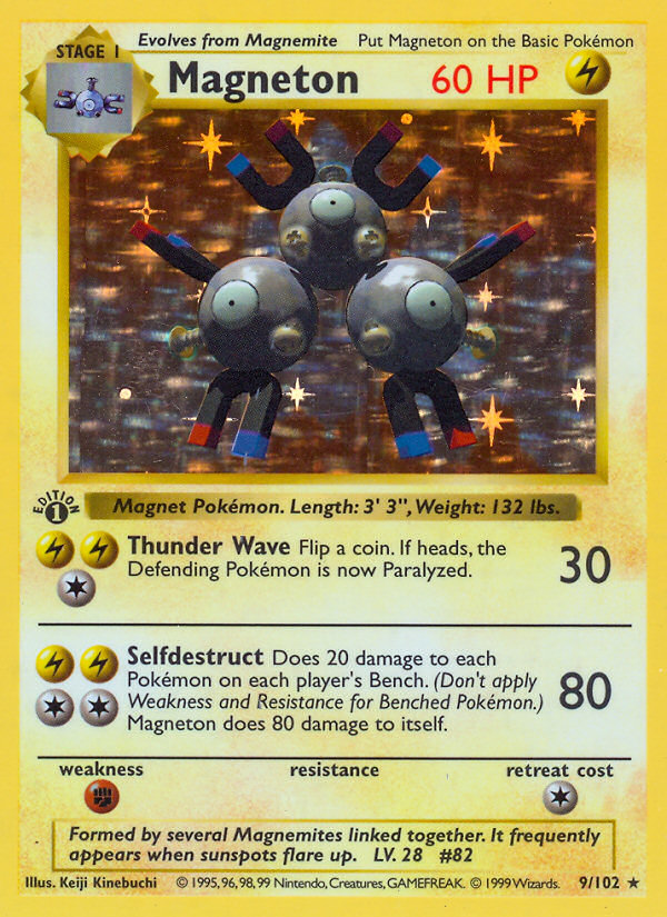 Magneton (9/102) (Shadowless) [Base Set 1st Edition] | Kessel Run Games Inc. 