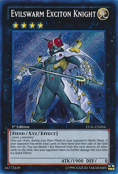 Evilswarm Exciton Knight [LVAL-EN056] Secret Rare | Kessel Run Games Inc. 