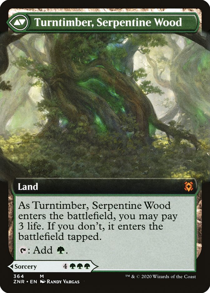 Turntimber Symbiosis // Turntimber, Serpentine Wood (Extended Art) [Zendikar Rising] | Kessel Run Games Inc. 