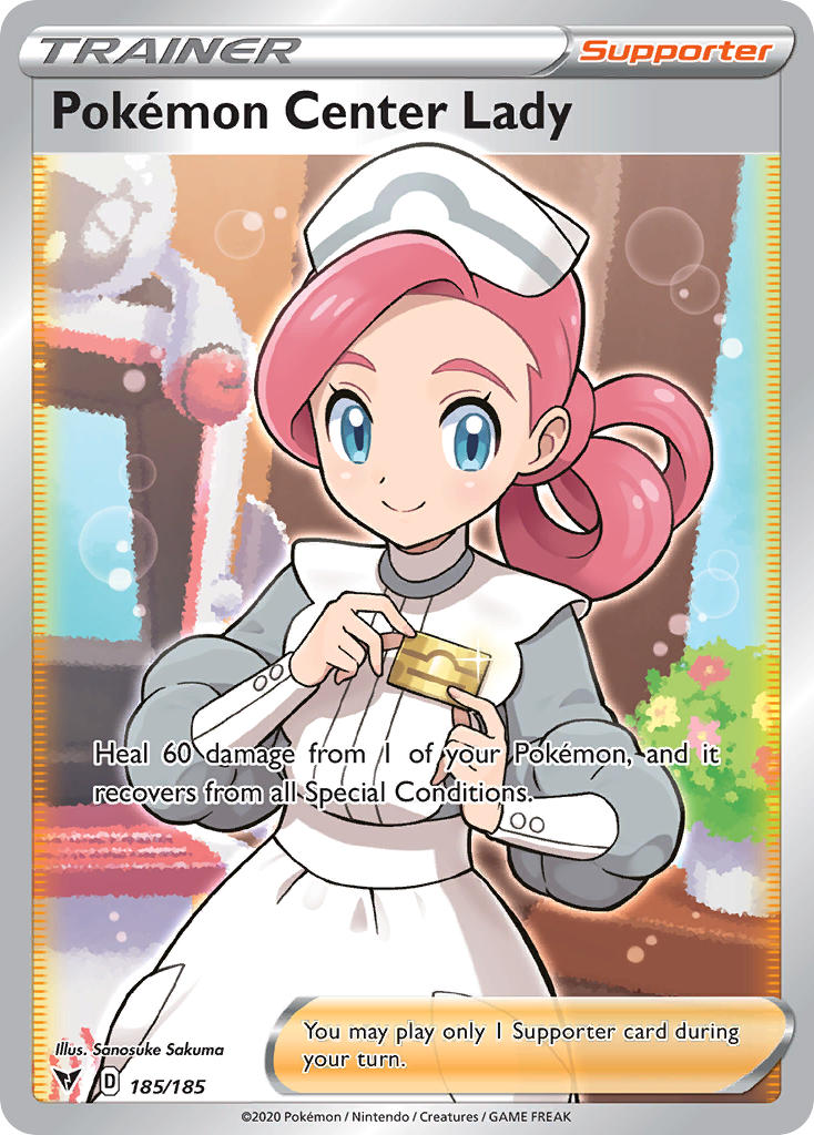 Pokemon Center Lady (185/185) [Sword & Shield: Vivid Voltage] | Kessel Run Games Inc. 