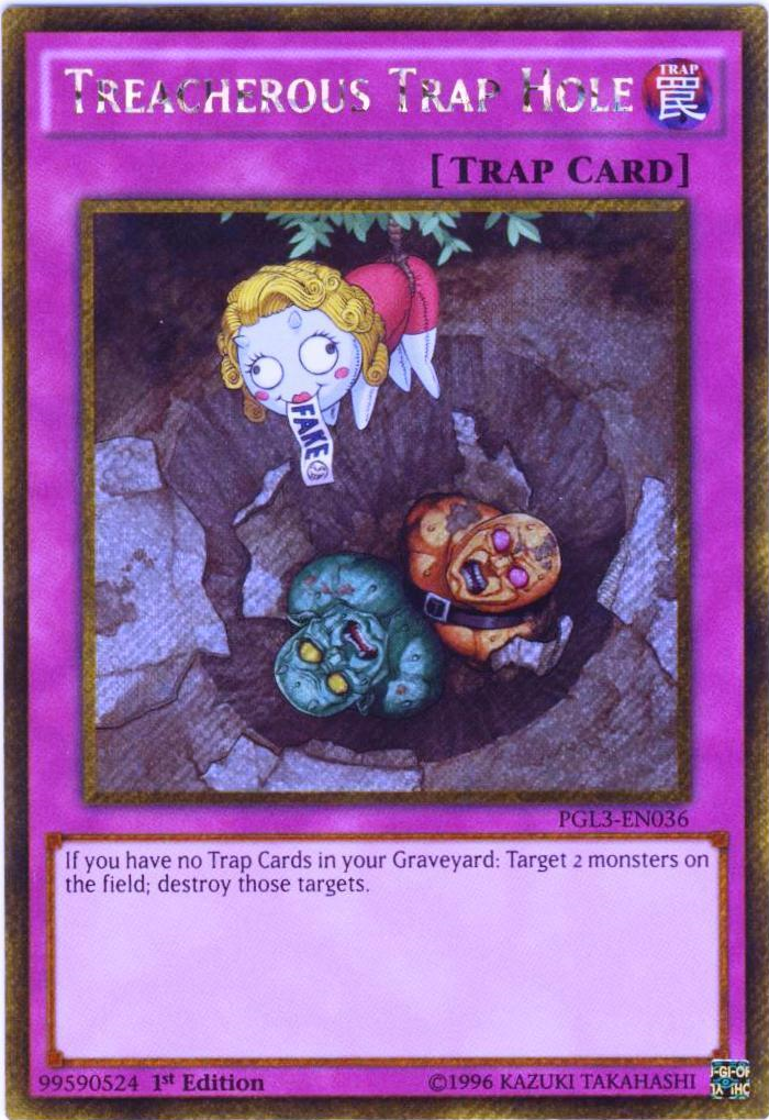 Treacherous Trap Hole [PGL3-EN036] Gold Secret Rare | Kessel Run Games Inc. 