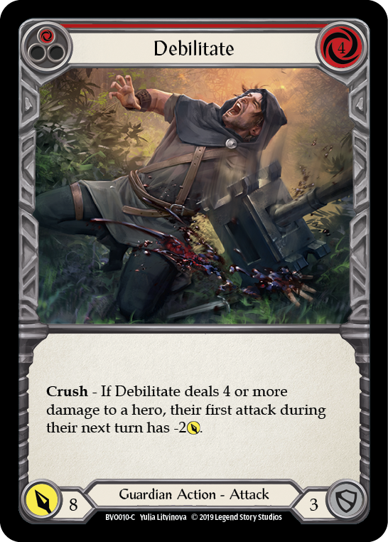 Debilitate (Red) [BVO010-C] (Bravo Hero Deck)  1st Edition Normal | Kessel Run Games Inc. 