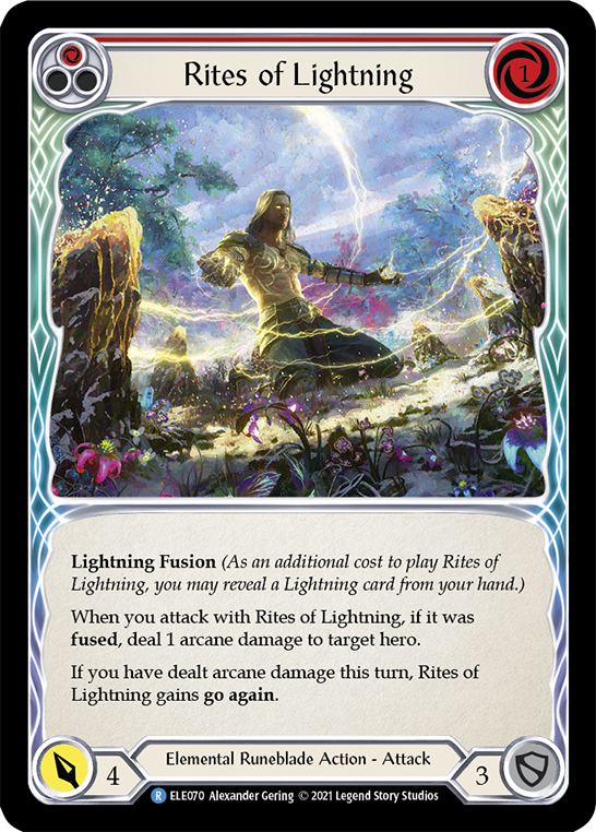 Rites of Lightning (Red) [ELE070] (Tales of Aria)  1st Edition Rainbow Foil | Kessel Run Games Inc. 